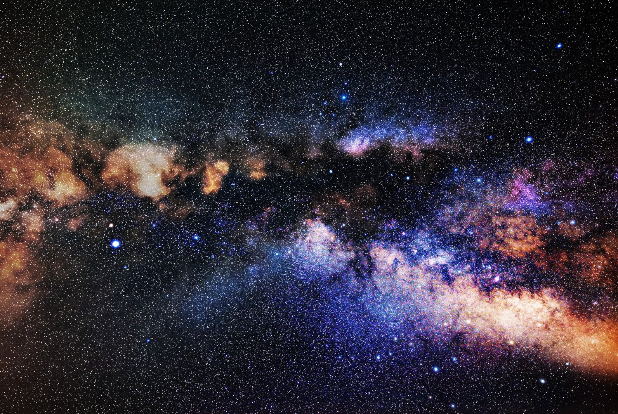 Colorful Milky Way sky with dense stars