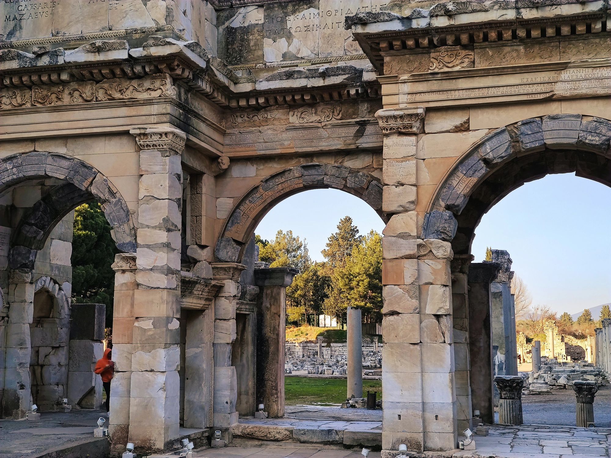 Ancient stone library facade representing preserved historical records